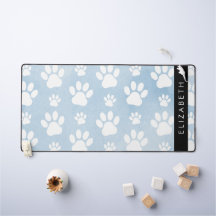 Hundepfähle, weiße Paws, blaue Wasserfarben, Ihr N