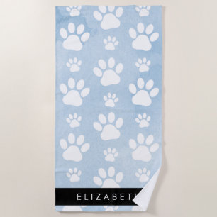 Hundepfähle, weiße Paws, blaue Wasserfarben, Ihr N Strandtuch