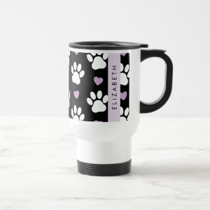 Hundepfähle, weiße Pfoten, Lilac-Herzen, Ihr Name Reisebecher