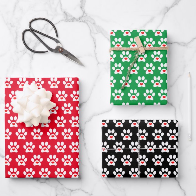 Hundepflasterpapier Flachblatt-Set 3 Geschenkpapier Set (Vorderseite)
