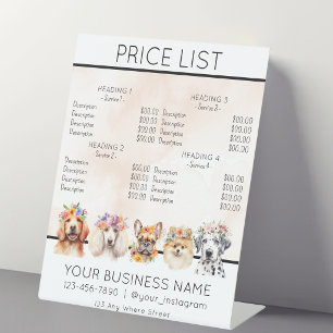 Hundepflege Blumen Aquarell Service Preisliste Sockelschild