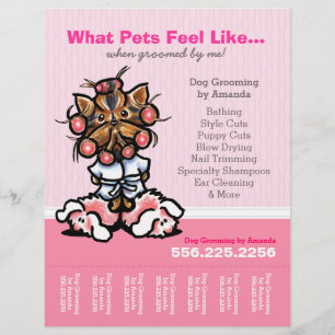 Hundepfleger Anzeige Spa Yorkie Rosa Tränenblatt Flyer