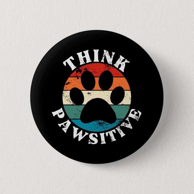 Hundepfote Denk Positiv Button (Vorderseite)