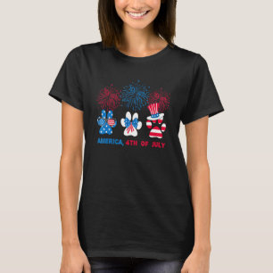 Hundepfote Rot Weiß Blau Amerika 4. Juli Hund Katz T-Shirt