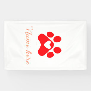 Hundepfote rotes Herz Haustier Name Text Tierpfote Banner