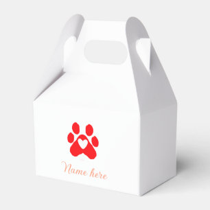 Hundepfote rotes Herz Haustier Name Text Tierpfote Geschenkschachtel