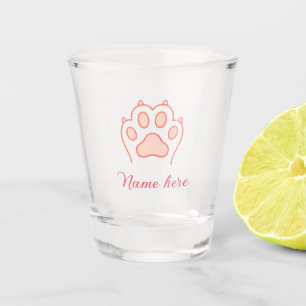 Hundepfote rotes Herz Haustier Name Text Tierpfote Schnapsglas