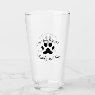 Hundepfote schwarz Haustier Hochzeitspaar Name Dat Glas