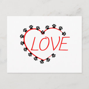 Hundepfoten rotes Herz Liebe Haustier Postkarte