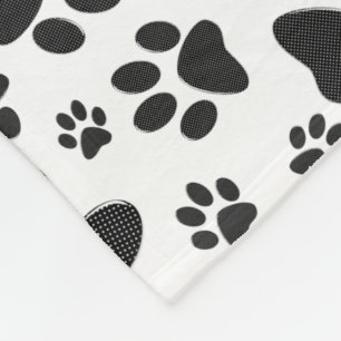 Hundepfoten Schwarz-Weiß Polka Punkt  Fleecedecke