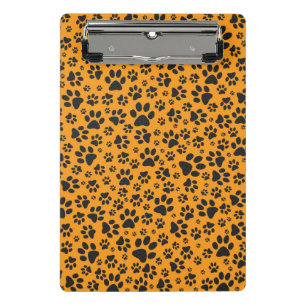 Hundepfoten Schwarz & Weiß Polka-Punkte auf Dahlie Mini Klemmbrett