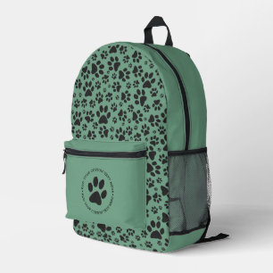 Hundepfoten Schwarz-Weiß-Polka-Punkte auf dunklem Bedruckter Rucksack