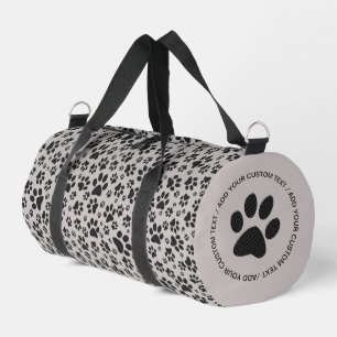 Hundepfoten Schwarz-Weiß-Polka-Punkte auf Grau Duffle Bag