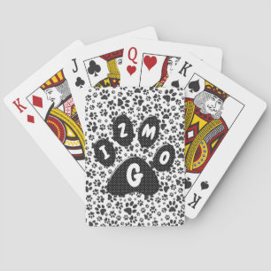 Hundepfoten Schwarz-Weiß-Polka-Punkte Spielkarten