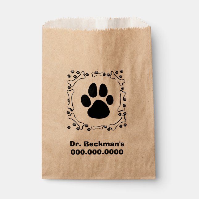 Hundepfoten und Hundeknochen Geschenktütchen (Vorderseite)