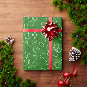 Hundepfoten- und Knochen-Zeichnungsmuster Grün Aqu Geschenkpapier