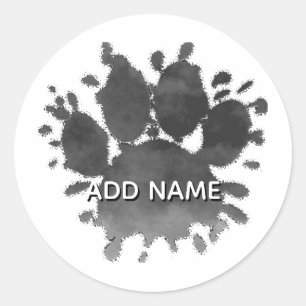 Hundepfoten-Wasserfarbe Canine Pfote Benutzerdefin Runder Aufkleber