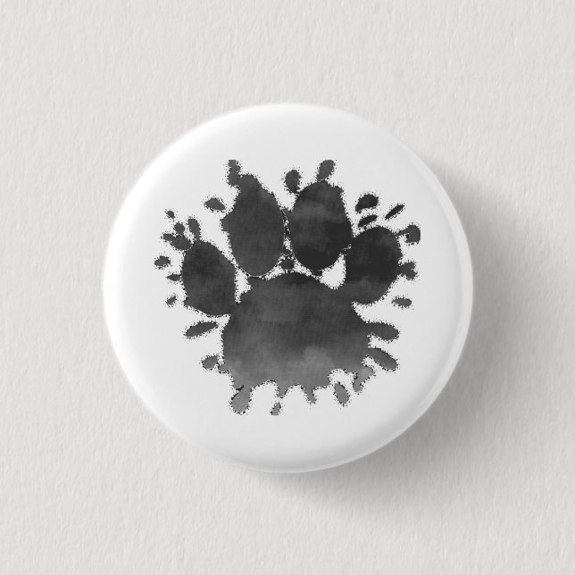 Hundepfoten-Wasserfarbe Canine Pfote Button (Vorderseite)