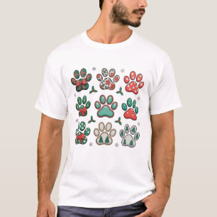 Hundepfoten-Weihnachten Coquette-Schleife Xmas-Bau T-Shirt