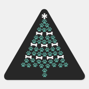 Hundepfoten-Weihnachtsbaum Süßes Weihnachtsgeschen Dreieckiger Aufkleber