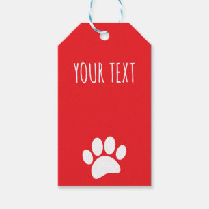 Hundepfotenabdruck Benutzerdefinierter Text Rot Geschenkanhänger