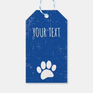 Hundepfotenabdruck mit individuellem Text, blau, a Geschenkanhänger