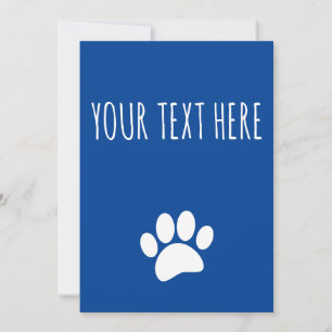 Hundepfotenabdruck mit individuellem Text Blau Einladung