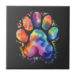 Hundepfotenabdruck-Tie-Dye für Hundeliebhaber Fliese