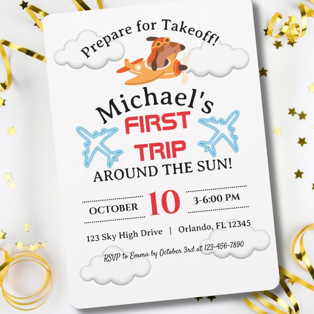 Hundepilotin Flugflugzeug, Niedlicher Fun-Kinderge Einladung (Von Creator hochgeladen)