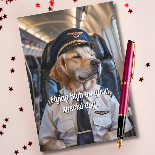 Hundepilotin und -flugzeug, Coole sonnige Luftfahr Karte (Von Creator hochgeladen)