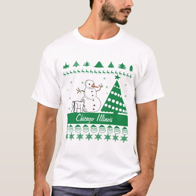 Hundepinkelnde Schneemann-klebrige Strickjacke T-Shirt (Vorderseite)