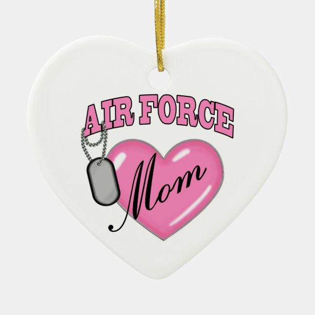 Hundeplakette des Luftwaffen-Mama-Herz-N Keramik Ornament (Vorne)