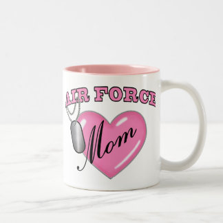 Hundeplakette des Luftwaffen-Mama-Herz-N Zweifarbige Tasse