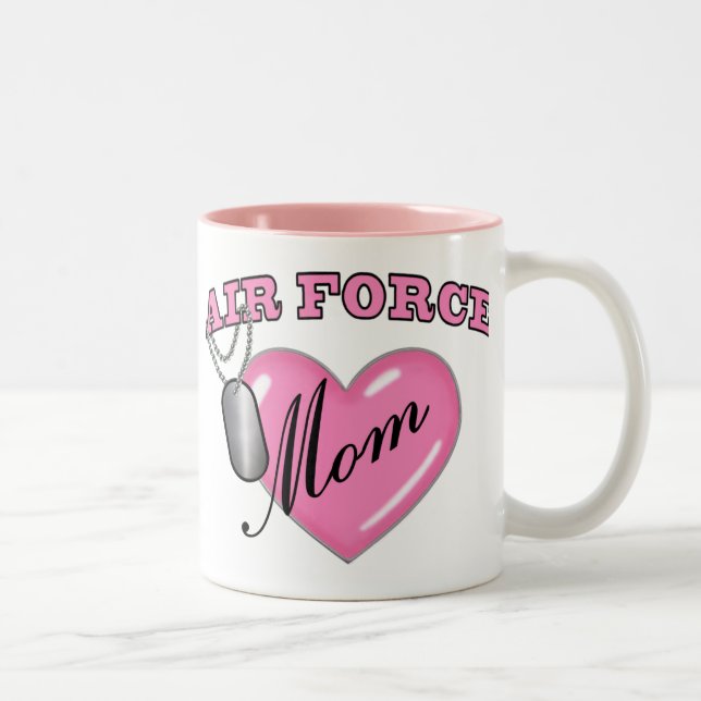 Hundeplakette des Luftwaffen-Mama-Herz-N Zweifarbige Tasse (Rechts)