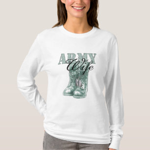 Hundeplaketten der Armee-Ehefrau-Kampf-Stiefel-N T-Shirt
