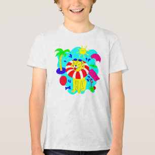 Hundepool Party Palme Sommer niedlich lustig Tri-Blend Shirt