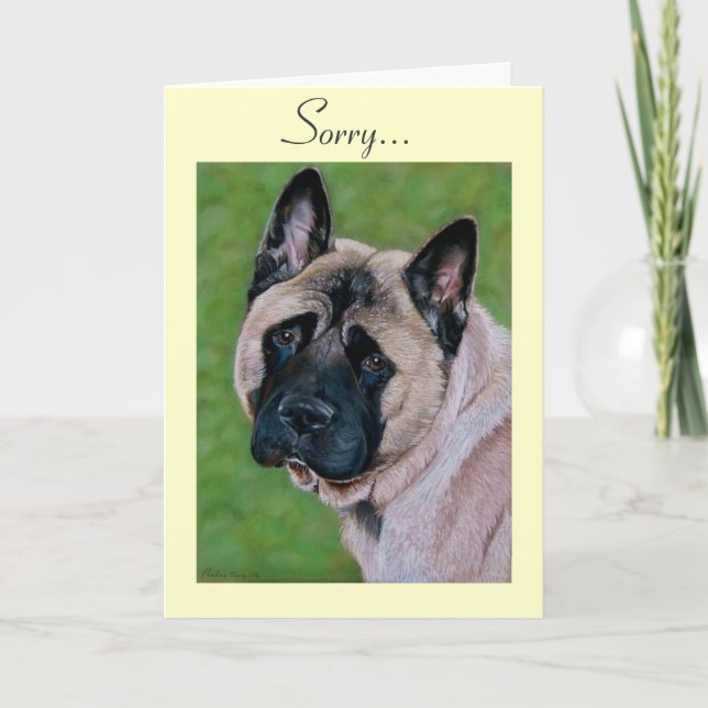 Hundeportrait akita mit trauriger Ausdruckskunst s Karte (Vorderseite)