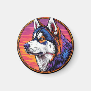 Hundeportrait mit mosaik Inspiriert Hintergrund Magnet