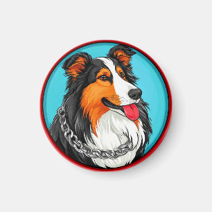 Hundeporträt im ornamentalen Kunststil Magnet