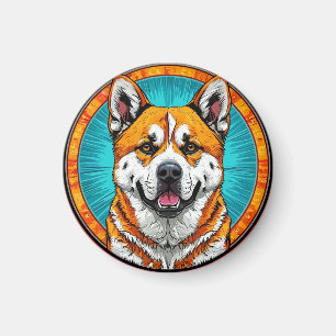 Hundeporträt mit mosaik-inspiriertem Hintergrund Magnet
