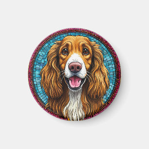 Hundeporträt mit mosaik-inspiriertem Hintergrund Magnet