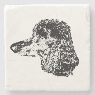 Hundeporträt-Untersetzer – Elegante B&W-Tinte Hund Steinuntersetzer