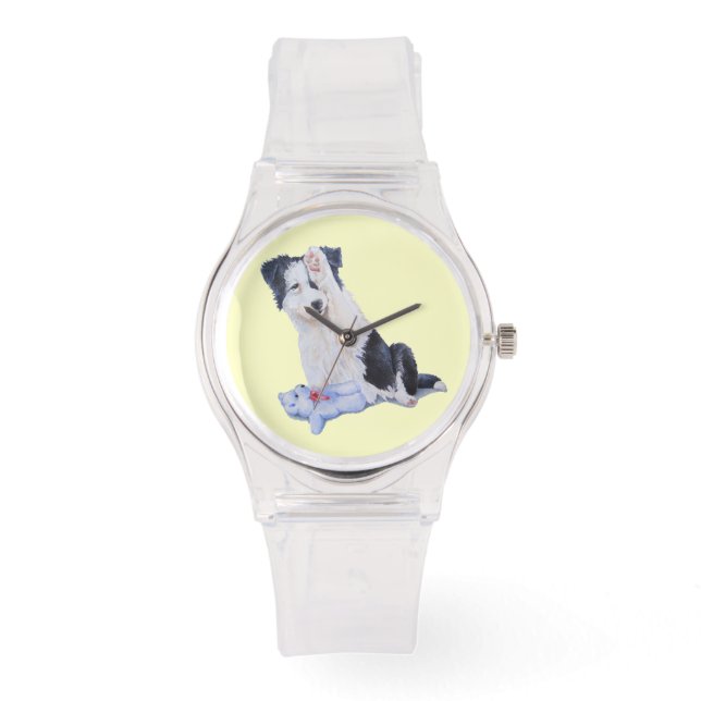Hundeporträtmalerei auf niedliche Granzwolle Armbanduhr (Vorderseite)