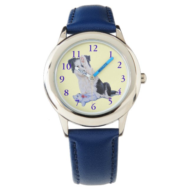 Hundeporträtmalerei auf niedliche Granzwolle Armbanduhr (Vorderseite)