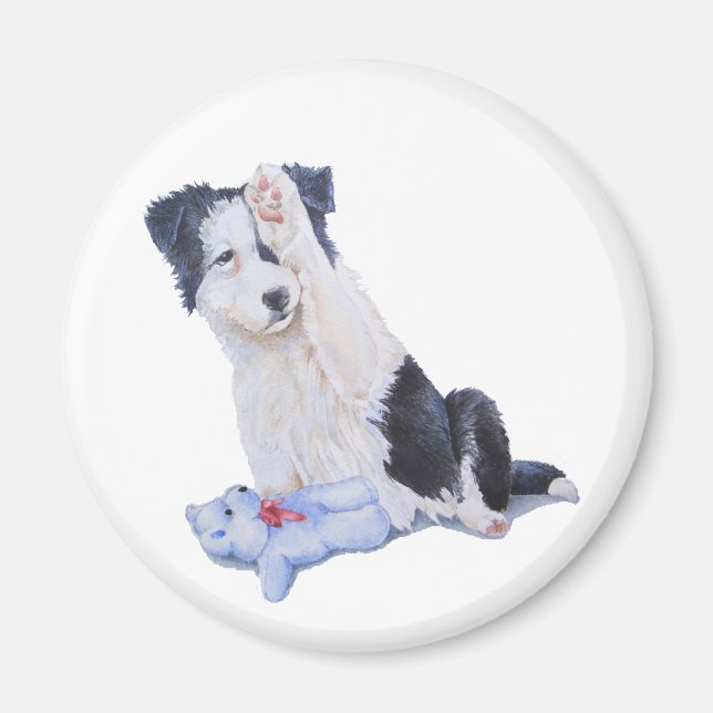 Hundeporträtmalerei auf niedliche Granzwolle Magnet (Vorne)
