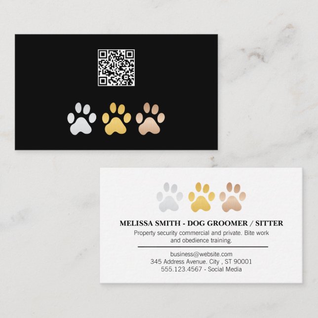 Hundepuhen (Silber, Gold, Bronze) | QR-Code Visitenkarte (Vorne/Hinten)