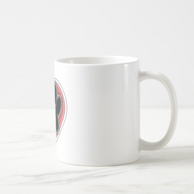 Hundepuppe im roten Herzen mit Konturen Kaffeetasse (Rechts)