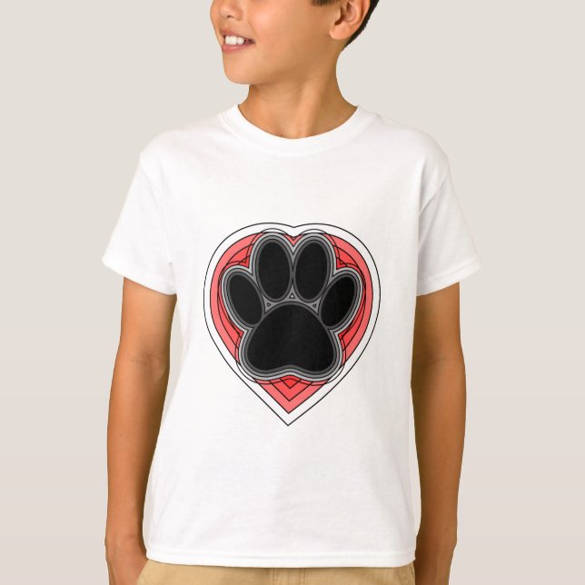 Hundepuppe im roten Herzen mit Konturen T-Shirt (Vorderseite)