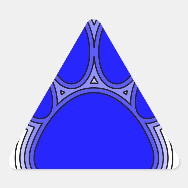 Hundepuppe in blau mit Konturen Dreieckiger Aufkleber (Vorderseite)