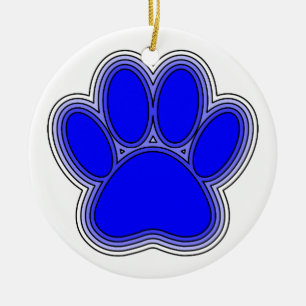 Hundepuppe in blau mit Konturen Keramikornament